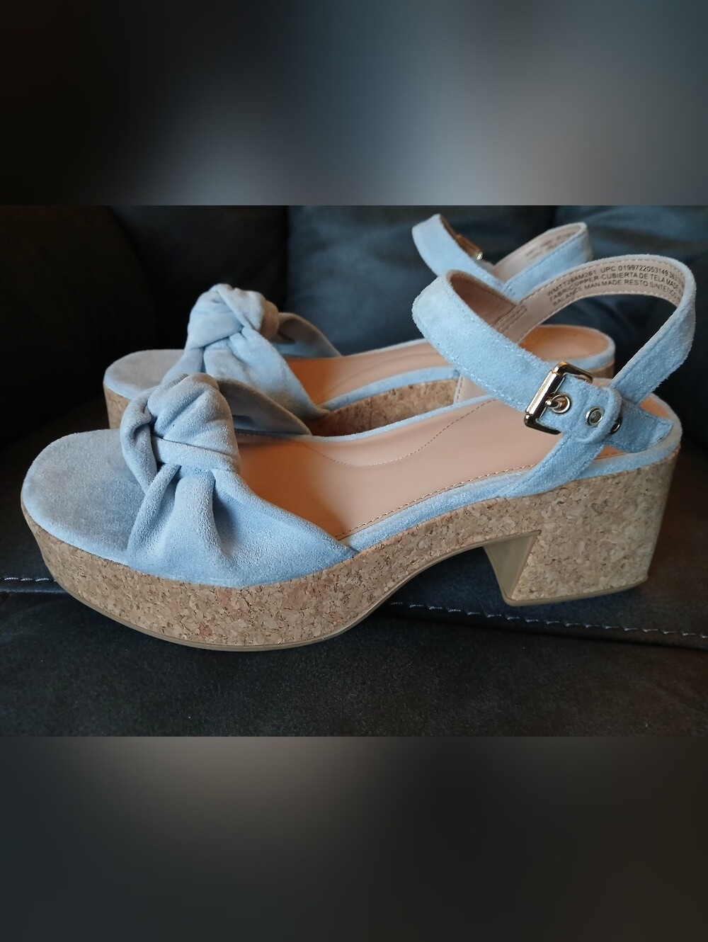 Blue Suede Like Platform Sandals- 3" Heel- Size 9